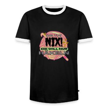 Die Tut Nix Die Will Nur Häkeln Orange Gelb neon - Männer Kontrast-T-Shirt - Schwarz/Weiß - Vorne - AI Model Female 172 light (172cm) & AI Model Male 178 light (178cm)