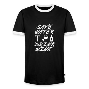 Wein - Männer Kontrast-T-Shirt - Schwarz/Weiß - Vorne - AI Model Female 172 light (172cm) & AI Model Male 178 light (178cm)