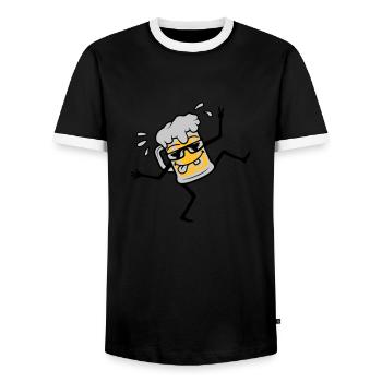Dancing Cool Party Bière - T-shirt contrasté Homme - noir/blanc - Devant - AI Model Female 172 light (172cm) & AI Model Male 178 light (178cm)