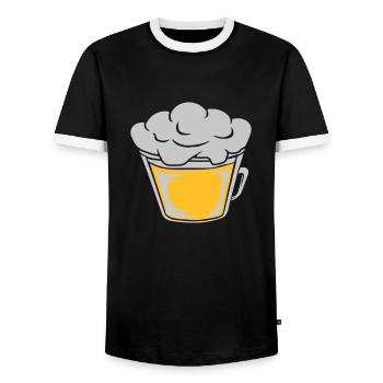 Vue de dessus de la bière d’en haut - T-shirt contrasté Homme - noir/blanc - Devant - AI Model Female 172 light (172cm) & AI Model Male 178 light (178cm)