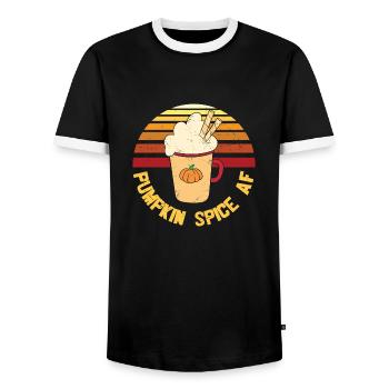 Thanksgiving Pumpkin Spice - Men's Ringer Shirt - black/white - Front - AI Model Female 172 light (172cm) & AI Model Male 178 light (178cm)