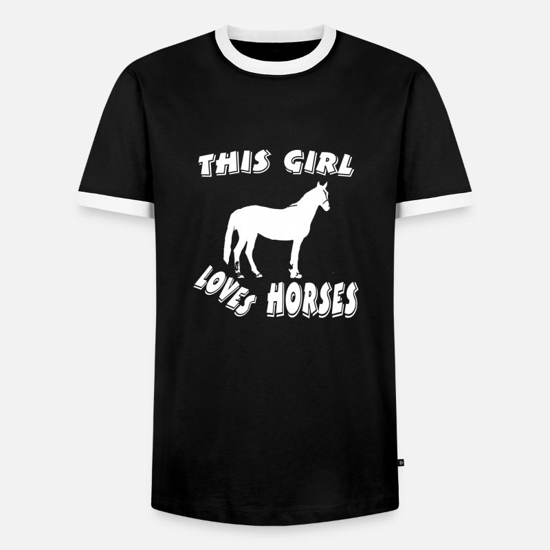 Pferd - Männer Kontrast-T-Shirt - Schwarz/Weiß