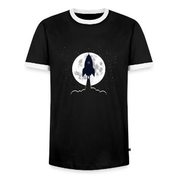 Silhouette Rakete hebt ab - Männer Kontrast-T-Shirt - Schwarz/Weiß - Vorne - AI Model Female 172 light (172cm) & AI Model Male 178 light (178cm)
