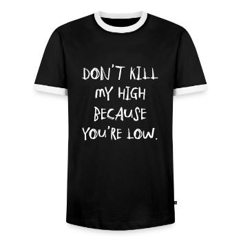 Cannabis Spruch Schrift high weed Marihuana Gras - Männer Kontrast-T-Shirt - Schwarz/Weiß - Vorne - AI Model Female 172 light (172cm) & AI Model Male 178 light (178cm)