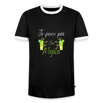 Je peux pas j'ai mojito - T-shirt contrasté Homme - noir/blanc - Devant - AI Model Female 172 light (172cm) & AI Model Male 178 light (178cm)