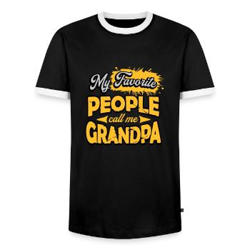 People Call Me Grandpa - Men's Ringer Shirt - black/white - Front - AI Model Female 172 light (172cm) & AI Model Male 178 light (178cm)