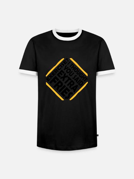 Exercise Extra Fries Quote - Men's Ringer Shirt - black/white