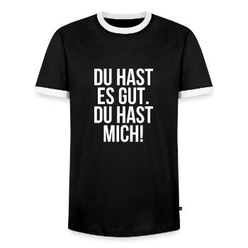 Du hast es gut du hast mich - Männer Kontrast-T-Shirt - Schwarz/Weiß - Vorne - AI Model Female 172 light (172cm) & AI Model Male 178 light (178cm)