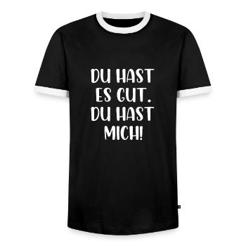 Du hast es gut du hast mich - Männer Kontrast-T-Shirt - Schwarz/Weiß - Vorne - AI Model Female 172 light (172cm) & AI Model Male 178 light (178cm)
