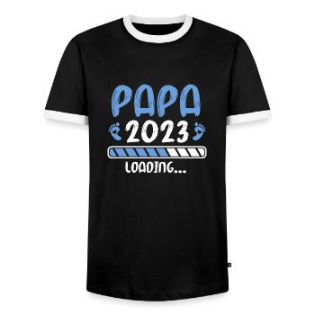 Schwangerschaft 2023 Werdender Papa Geschenk - Männer Kontrast-T-Shirt - Schwarz/Weiß - Vorne - AI Model Female 172 light (172cm) & AI Model Male 178 light (178cm)