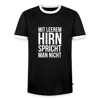 Mit leerem Hirn spricht man nicht - Männer Kontrast-T-Shirt - Schwarz/Weiß - Vorne - AI Model Female 172 light (172cm) & AI Model Male 178 light (178cm)