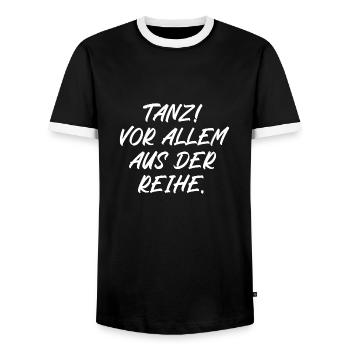 Tanz vor allem aus der Reihe - Männer Kontrast-T-Shirt - Schwarz/Weiß - Vorne - AI Model Female 172 light (172cm) & AI Model Male 178 light (178cm)