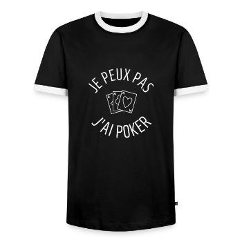 JE PEUX PAS J AI POKER - T-shirt contrasté Homme - noir/blanc - Devant - AI Model Female 172 light (172cm) & AI Model Male 178 light (178cm)
