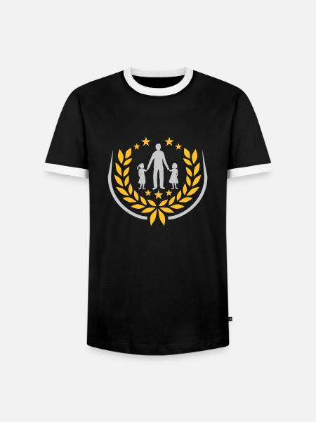 Laurel wreath father 2 daughters - Men's Ringer Shirt - black/white