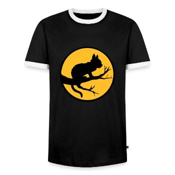 Schwarze Katze Mond Baum - Männer Kontrast-T-Shirt - Schwarz/Weiß - Vorne - AI Model Female 172 light (172cm) & AI Model Male 178 light (178cm)