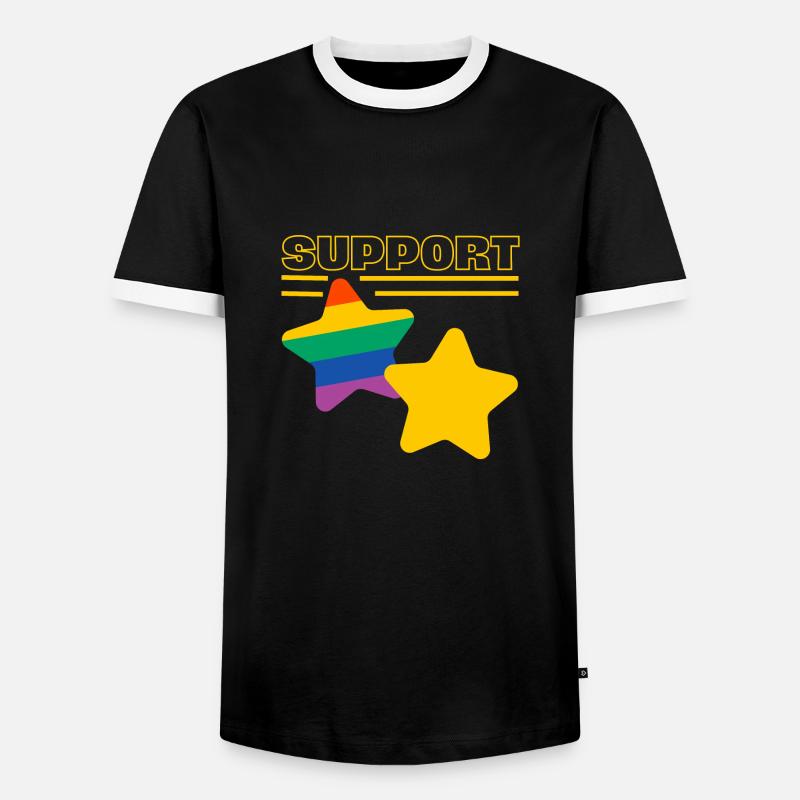 Support LGBT - Men's Ringer Shirt - black/white