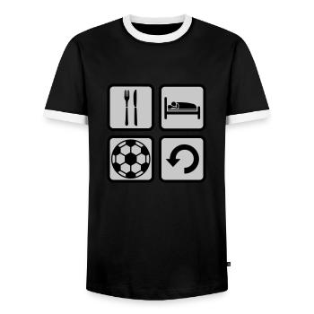 Icônes Football Eat Sleep - T-shirt contrasté Homme - noir/blanc - Devant - AI Model Female 172 light (172cm) & AI Model Male 178 light (178cm)