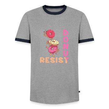 Donut Resist - Men's Ringer Shirt - grey/navy  - Front - AI Model Female 172 light (172cm) & AI Model Male 178 light (178cm)