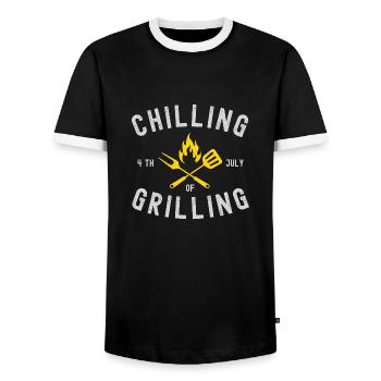 I feierte in Grilla - Männer Kontrast-T-Shirt - Schwarz/Weiß - Vorne - AI Model Female 172 light (172cm) & AI Model Male 178 light (178cm)