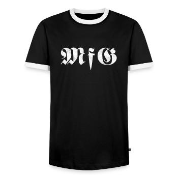 Mit freundlichen Grüßen - Männer Kontrast-T-Shirt - Schwarz/Weiß - Vorne - AI Model Female 172 light (172cm) & AI Model Male 178 light (178cm)