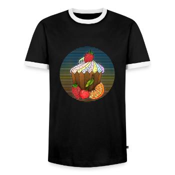 Cake - Men's Ringer Shirt - black/white - Front - AI Model Female 172 light (172cm) & AI Model Male 178 light (178cm)