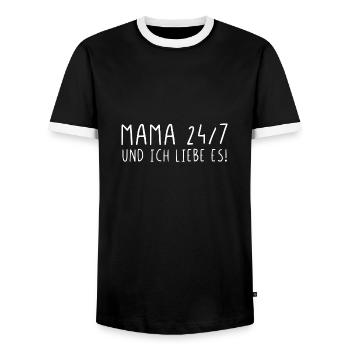Mama 24 7 und ich liebe es - Männer Kontrast-T-Shirt - Schwarz/Weiß - Vorne - AI Model Female 172 light (172cm) & AI Model Male 178 light (178cm)