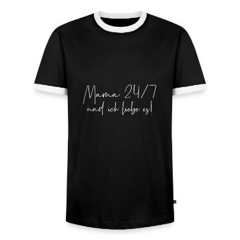 Mama 24 7 und ich liebe es - Männer Kontrast-T-Shirt - Schwarz/Weiß - Vorne - AI Model Female 172 light (172cm) & AI Model Male 178 light (178cm)