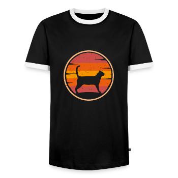cat retro cat owner cat mom cat dad - Men's Ringer Shirt - black/white - Front - AI Model Female 172 light (172cm) & AI Model Male 178 light (178cm)