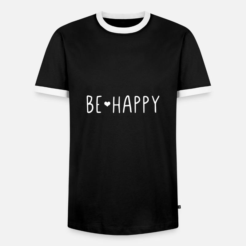 Be Happy - Men's Ringer Shirt - black/white