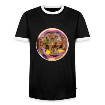 BubbleBär - Männer Kontrast-T-Shirt - Schwarz/Weiß - Vorne - AI Model Female 172 light (172cm) & AI Model Male 178 light (178cm)