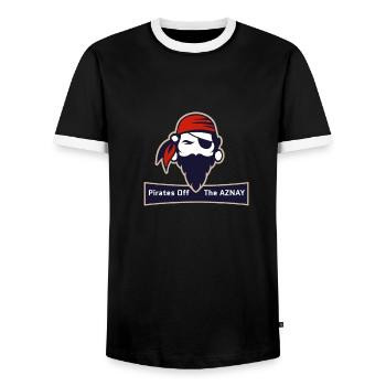 Piraten - Männer Kontrast-T-Shirt - Schwarz/Weiß - Vorne - AI Model Female 172 light (172cm) & AI Model Male 178 light (178cm)