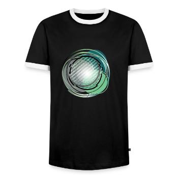 cyber mandala - Männer Kontrast-T-Shirt - Schwarz/Weiß - Vorne - AI Model Female 172 light (172cm) & AI Model Male 178 light (178cm)