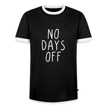No days off - Männer Kontrast-T-Shirt - Schwarz/Weiß - Vorne - AI Model Female 172 light (172cm) & AI Model Male 178 light (178cm)
