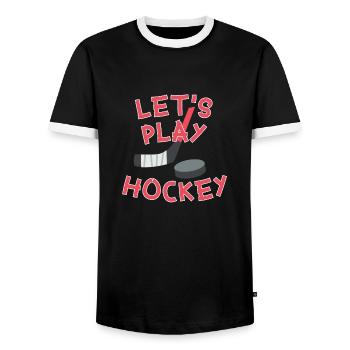 Jouons au Hockey Idée cadeau original Let's play - T-shirt contrasté Homme - noir/blanc - Devant - AI Model Female 172 light (172cm) & AI Model Male 178 light (178cm)