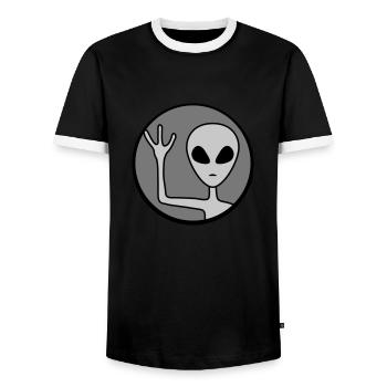 Around Alien waves friendly - Men's Ringer Shirt - black/white - Front - AI Model Female 172 light (172cm) & AI Model Male 178 light (178cm)