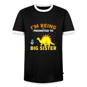 I'm Being Promoted To Big Sister - T-shirt contrasté Homme - noir/blanc - Devant - AI Model Female 172 light (172cm) & AI Model Male 178 light (178cm)