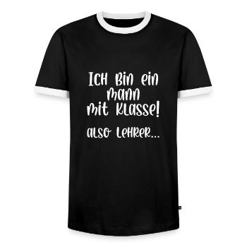Ich bin ein Mann mit Klasse also Lehrer - Männer Kontrast-T-Shirt - Schwarz/Weiß - Vorne - AI Model Female 172 light (172cm) & AI Model Male 178 light (178cm)