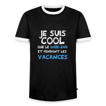 je suis cool que le week end - T-shirt contrasté Homme - noir/blanc - Devant - AI Model Female 172 light (172cm) & AI Model Male 178 light (178cm)