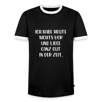 Ich habe heute nichts vor liege gut in der Zeit - Männer Kontrast-T-Shirt - Schwarz/Weiß - Vorne - AI Model Female 172 light (172cm) & AI Model Male 178 light (178cm)