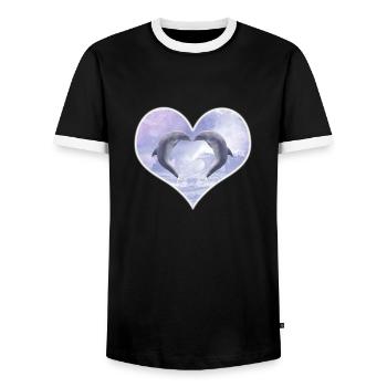 Embrasser les dauphins - T-shirt contrasté Homme - noir/blanc - Devant - AI Model Female 172 light (172cm) & AI Model Male 178 light (178cm)