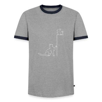 Katz und Maus - Männer Kontrast-T-Shirt - Grau/Navy  - Vorne - AI Model Female 172 light (172cm) & AI Model Male 178 light (178cm)