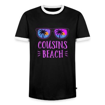 Cousins Beach - Men's Ringer Shirt - black/white - Front - AI Model Female 172 light (172cm) & AI Model Male 178 light (178cm)