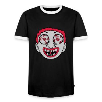 Visage d’horreur effrayant et fou - T-shirt contrasté Homme - noir/blanc - Devant - AI Model Female 172 light (172cm) & AI Model Male 178 light (178cm)