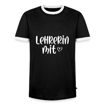 Lehrerin mit Herz - Männer Kontrast-T-Shirt - Schwarz/Weiß - Vorne - AI Model Female 172 light (172cm) & AI Model Male 178 light (178cm)
