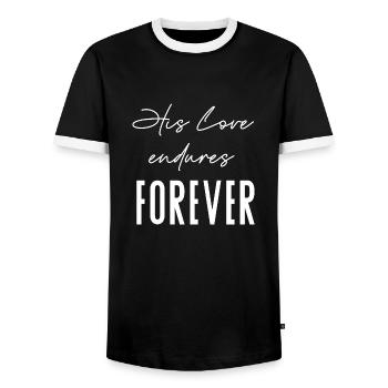 His love is forever - Men's Ringer Shirt - black/white - Front - AI Model Female 172 light (172cm) & AI Model Male 178 light (178cm)