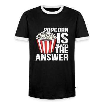 Popcron est toujours la réponse - T-shirt contrasté Homme - noir/blanc - Devant - AI Model Female 172 light (172cm) & AI Model Male 178 light (178cm)