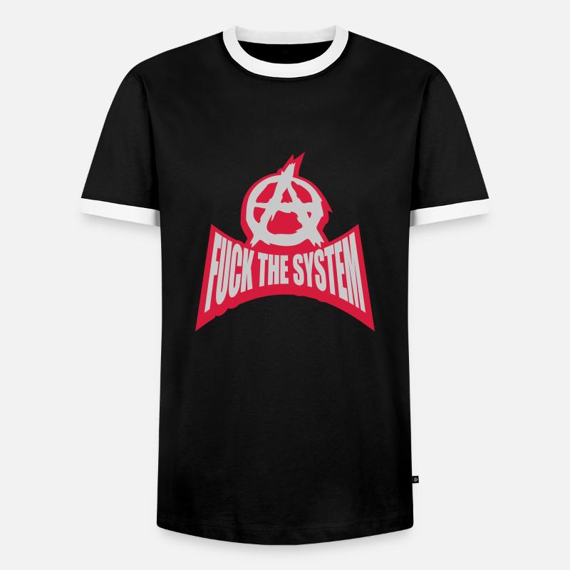 Fuck the system anarchy - Men's Ringer Shirt - black/white