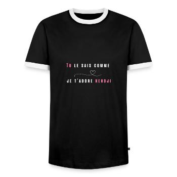 Tu le sais comme je t'aime Kendji | Kendji Girac - T-shirt contrasté Homme - noir/blanc - Devant - AI Model Female 172 light (172cm) & AI Model Male 178 light (178cm)