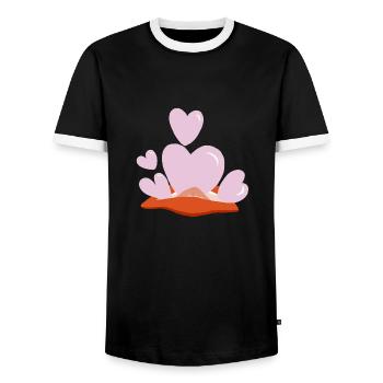 love bubbles v4 00 - Men's Ringer Shirt - black/white - Front - AI Model Female 172 light (172cm) & AI Model Male 178 light (178cm)