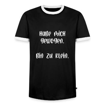 Habe mich gewogen bin zu klein - Männer Kontrast-T-Shirt - Schwarz/Weiß - Vorne - AI Model Female 172 light (172cm) & AI Model Male 178 light (178cm)